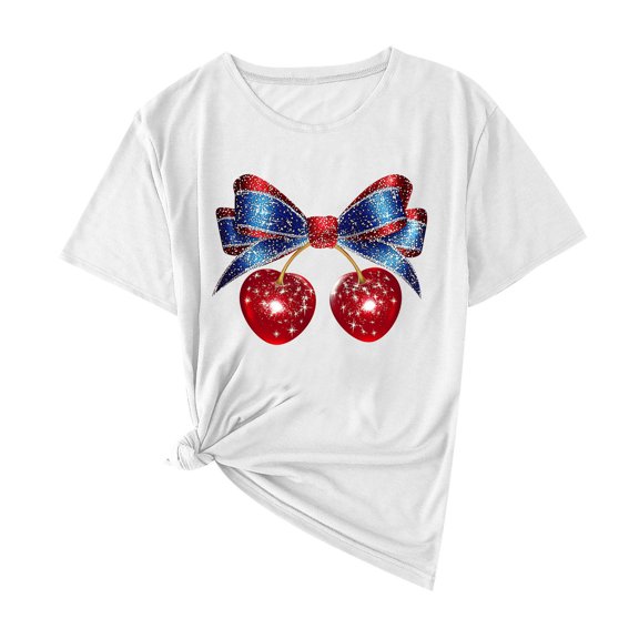 VerPetridure 4th of July Shirts for Women Funny Short Sleeve Crew Neck Blouse Patriotic American Flag T Shirt