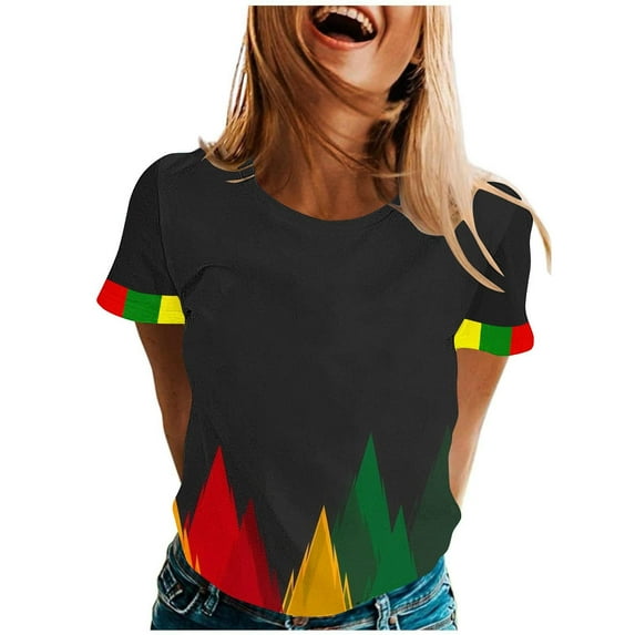 VerPetridure 4th of July Shirts for Women Funny Short Sleeve Crew Neck Blouse Patriotic American Flag T Shirt