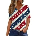 thumbnail image 1 of VerPetridure 4th of July Shirts for Women Funny Short Sleeve V-Neck Blouse Patriotic American Flag T Shirt, 1 of 5