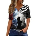 thumbnail image 1 of VerPetridure 4th of July Shirts for Women Funny Short Sleeve V-Neck Blouse Patriotic American Flag T Shirt, 1 of 5