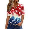 thumbnail image 1 of VerPetridure 4th of July Shirts for Women Funny Short Sleeve V-Neck Blouse Patriotic American Flag T Shirt, 1 of 5