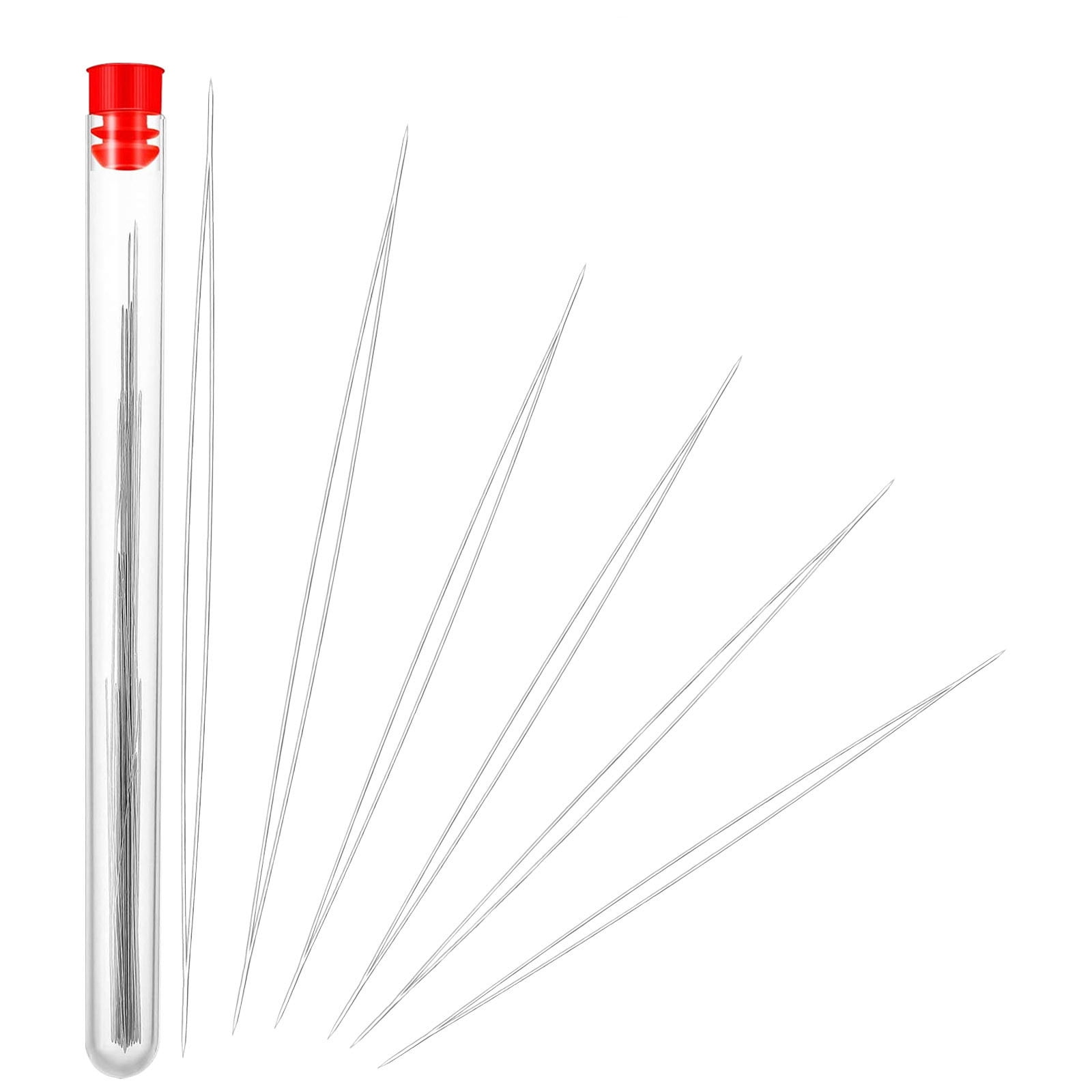 VerPetridure 6Pcs 4.5-12.8Cm Open Needle Bottle Needle Sleeve Beaded Needle Big Eyeball Needle Foldable Bead Needle