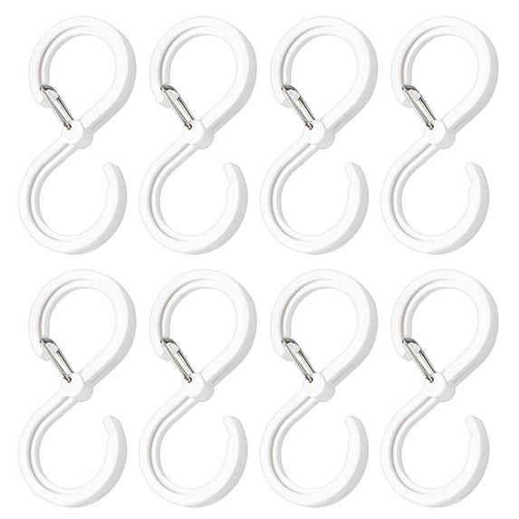 VerPetridure 8Pc Multi-Function S-Shaped Hook White 8 Pack S Hooks Large Multifunctional S-shaped Hook With Buckle S Hook For Hanging Coat ,bag , Cups For Kitchen Bathroom 2.56 Inch