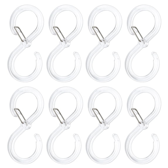 VerPetridure 8Pc Multifunctional S-Shaped Hook Transparent Color 8 Pack S Hooks Large Multifunctional S-shaped Hook With Buckle S Hook For Hanging Coat ,bag , Cups For Kitchen Bathroom 2.56 Inch