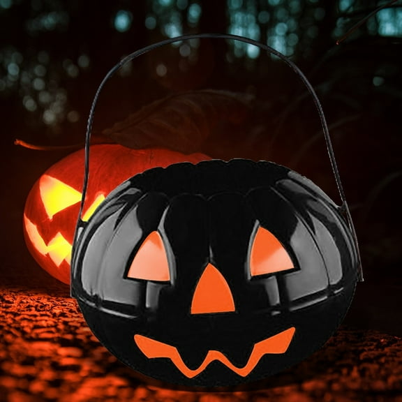 VerPetridure Alloween Decoration Foldable And Detachable Two And A Half Pumpkin Bucket Large, Medium And Small PP Candy Bag Bucket