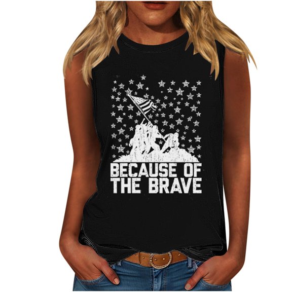 VerPetridure American Flag Print Tank Tops Women USA Stars Stripes Patriotic T Shirt Summer Loose Vest Tees