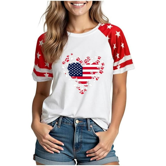 VerPetridure American Flag Shirt Women 4th of July Patriotic T Shirt Funny Stars Stripes Graphic Tee Independence Day T-Shirt Top