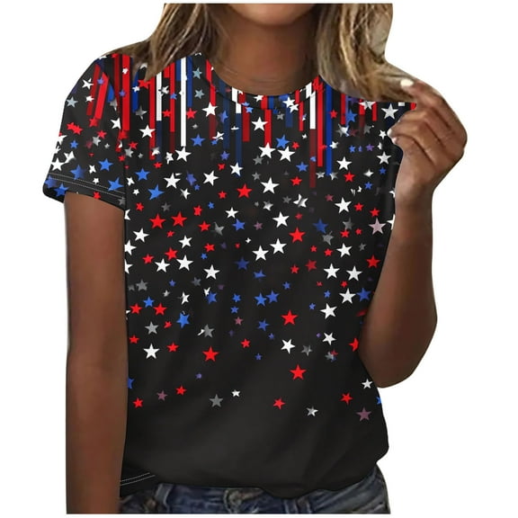VerPetridure American Flag Shirt Women 4th of July Patriotic T Shirt Funny Stars Stripes Graphic Tee Independence Day T-Shirt Top