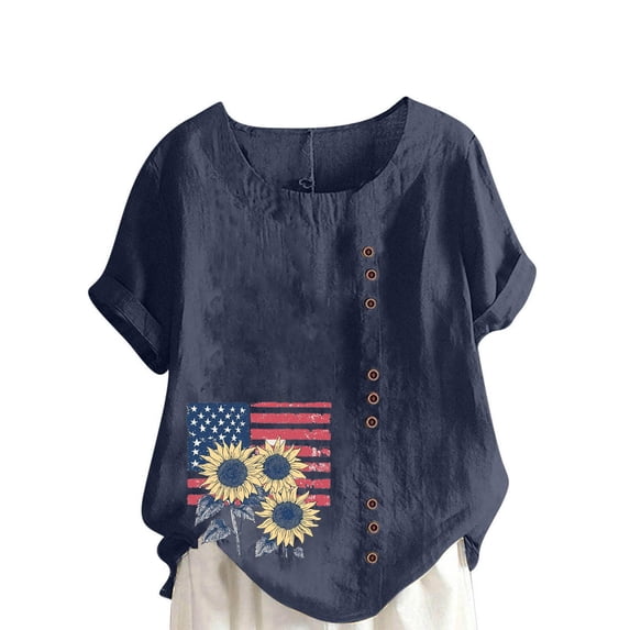 VerPetridure American Flag Shirt Women 4th of July Patriotic T Shirt Funny Stars Stripes Graphic Tee Independence Day T-Shirt Top