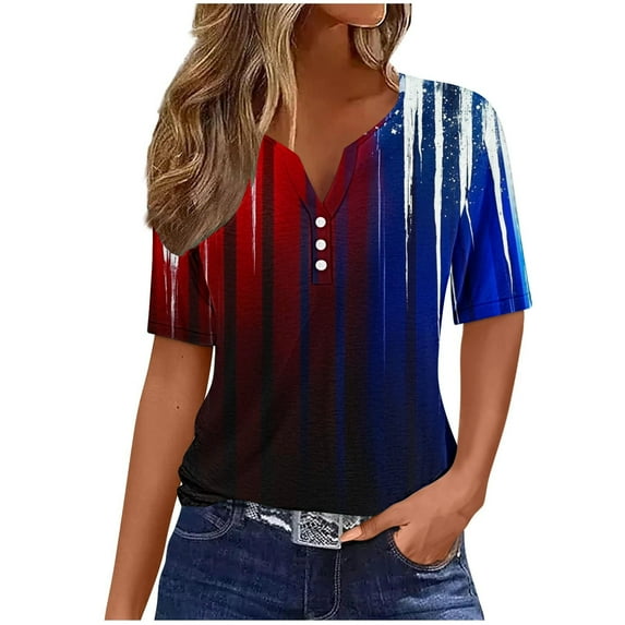 VerPetridure American Flag Shirt Women 4th of July Patriotic T Shirt Funny Stars Stripes Graphic Tee Independence Day T-Shirt Top