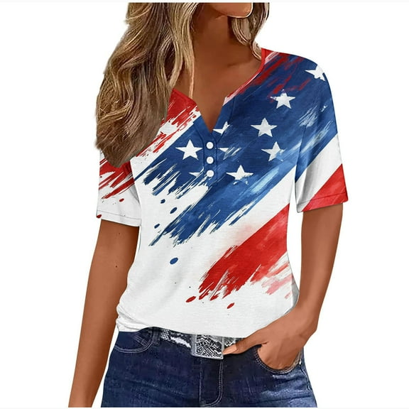 VerPetridure American Flag Shirt Women 4th of July Patriotic T Shirt Funny Stars Stripes Graphic Tee Independence Day T-Shirt Top