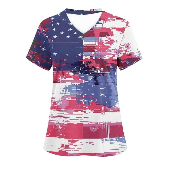 VerPetridure American Flag Shirt for Women 4th of July Tee Shirt USA Stars Stripes T-Shirt Patriotic Summer Tunic Tops