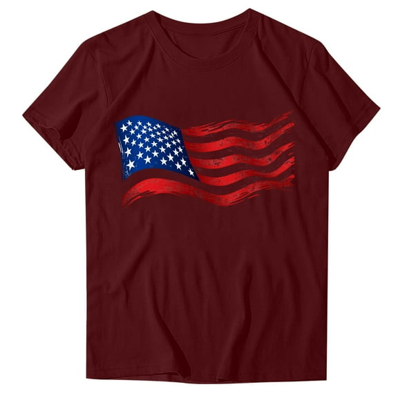 VerPetridure American Flag Shirt for Women 4th of July Tee Shirt USA Stars Stripes T-Shirt Patriotic Summer Tunic Tops