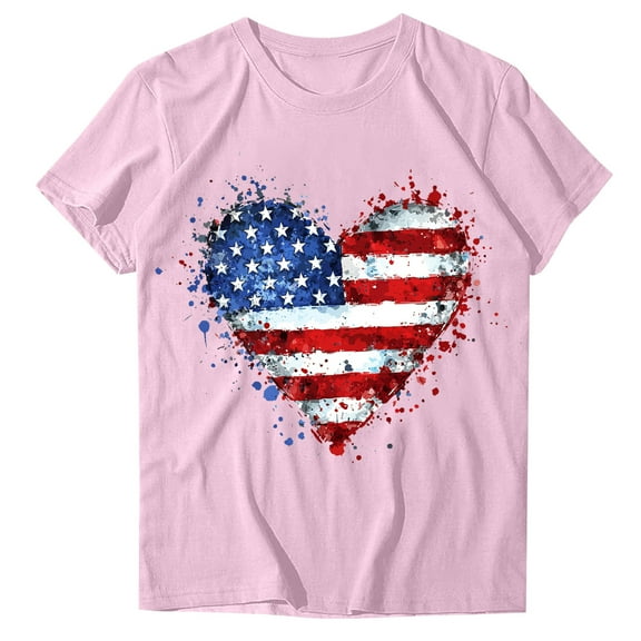 VerPetridure American Flag Shirt for Women 4th of July Tee Shirt USA Stars Stripes T-Shirt Patriotic Summer Tunic Tops