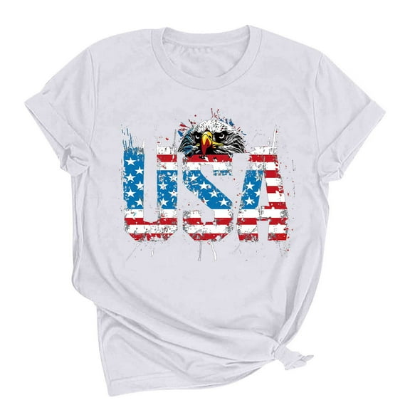 VerPetridure American Flag Shirt for Women 4th of July Tee Shirt USA Stars Stripes T-Shirt Patriotic Summer Tunic Tops