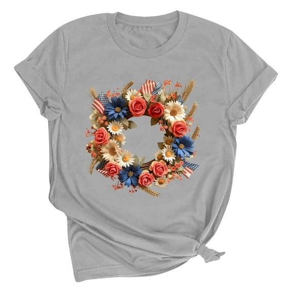 VerPetridure American Flag Shirt for Women 4th of July Tee Shirt USA Stars Stripes T-Shirt Patriotic Summer Tunic Tops