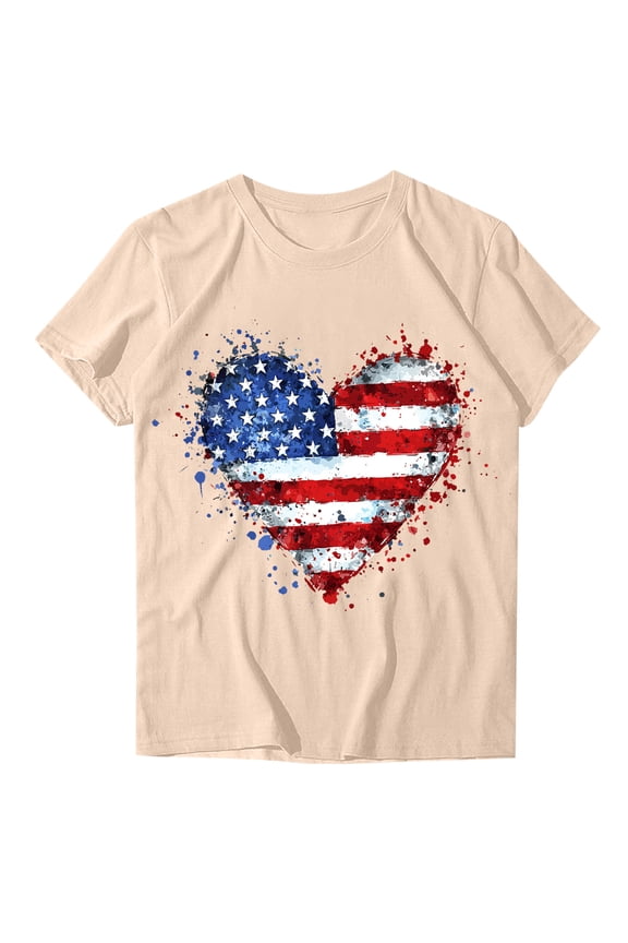 American Flag Shirt for Women 4th of July Tee Shirt USA Stars Stripes T-Shirt Patriotic Summer Tunic Tops