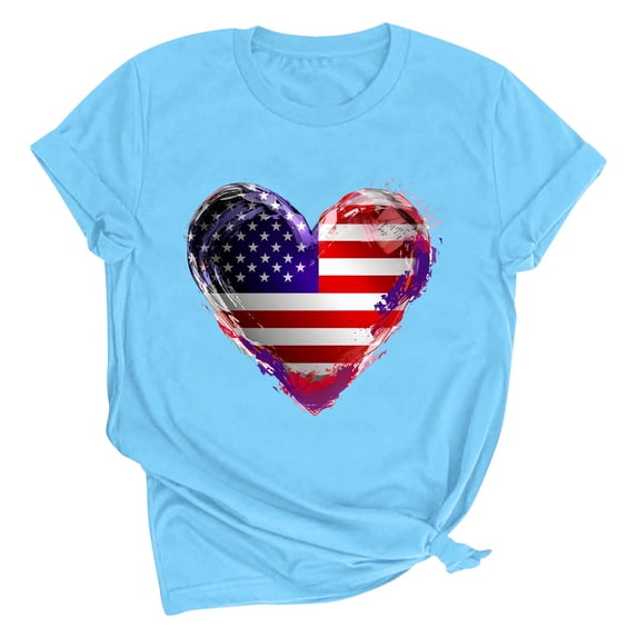 VerPetridure American Flag Shirt for Women 4th of July Tee Shirt USA Stars Stripes T-Shirt Patriotic Summer Tunic Tops