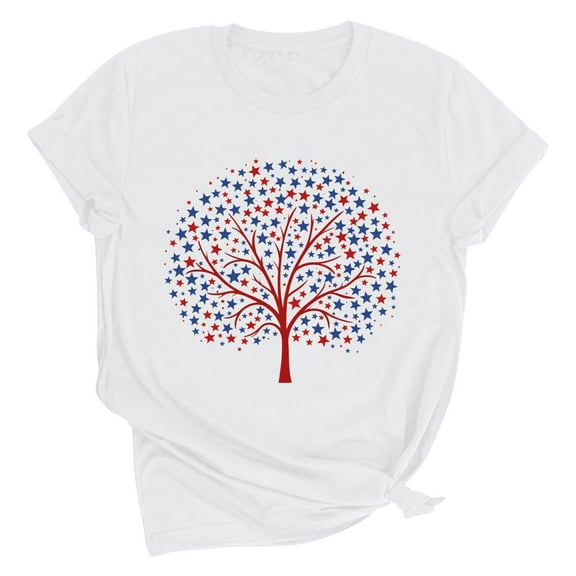 VerPetridure American Flag Shirts for Women 4th of July T Shirt Funny USA Print Crew Neck Tees Patriotic Casual Short Sleeve Tops