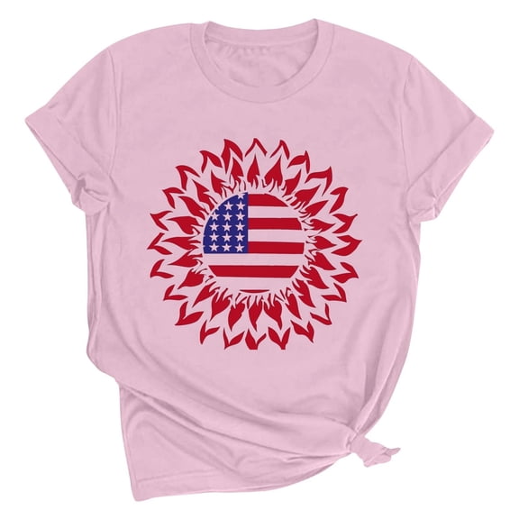 VerPetridure American Flag Shirts for Women 4th of July T Shirt Funny USA Print Crew Neck Tees Patriotic Casual Short Sleeve Tops