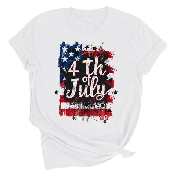 VerPetridure American Flag Shirts for Women 4th of July T Shirt Funny USA Print Crew Neck Tees Patriotic Casual Short Sleeve Tops