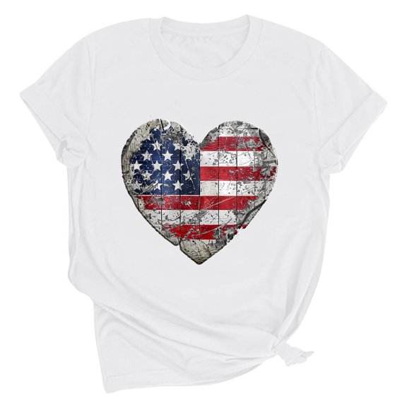 VerPetridure American Flag Shirts for Women 4th of July T Shirt Funny USA Print Crew Neck Tees Patriotic Casual Short Sleeve Tops