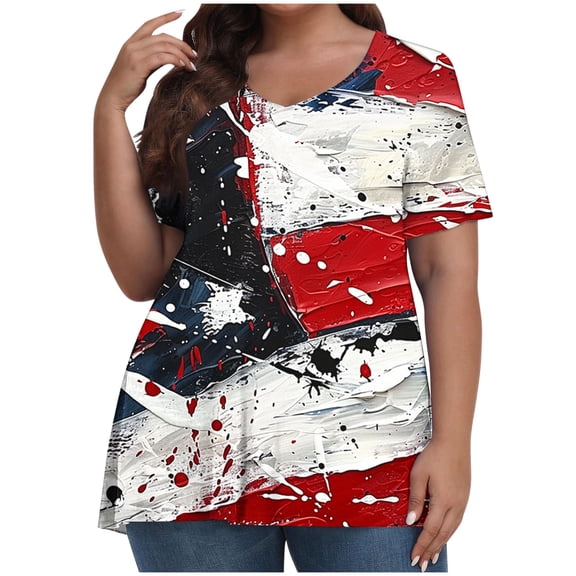 VerPetridure American Flag Shirts for Women 4th of July T Shirt Funny USA Print Crew Neck Tees Patriotic Casual Short Sleeve Tops