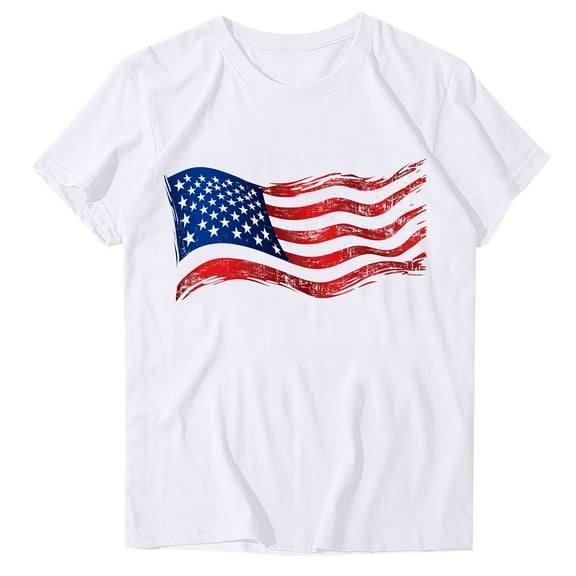 VerPetridure American Flag Shirts for Women 4th of July T Shirt Funny USA Print Crew Neck Tees Patriotic Casual Short Sleeve Tops