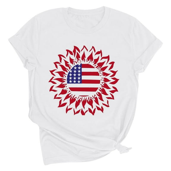 VerPetridure American Flag Shirts for Women 4th of July T Shirt Funny USA Print Crew Neck Tees Patriotic Casual Short Sleeve Tops
