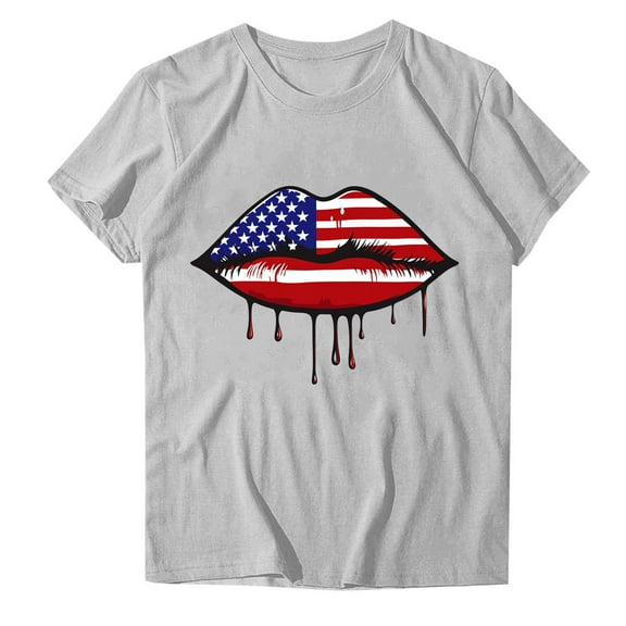 VerPetridure American Flag Shirts for Women 4th of July T Shirt Funny USA Print Crew Neck Tees Patriotic Casual Short Sleeve Tops