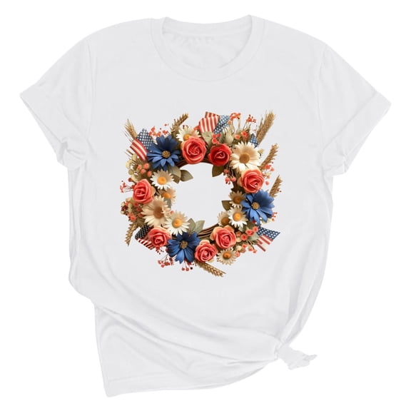 VerPetridure American Flag Shirts for Women 4th of July T Shirt Funny USA Print Crew Neck Tees Patriotic Casual Short Sleeve Tops