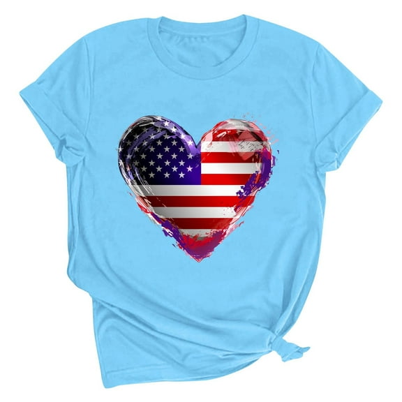 VerPetridure American Flag Shirts for Women 4th of July T Shirt Funny USA Print Crew Neck Tees Patriotic Casual Short Sleeve Tops