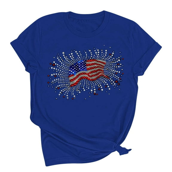 VerPetridure American Flag Shirts for Women 4th of July T-Shirt USA Flag Patriotic Shirt Stars and Stripes Summer Tees