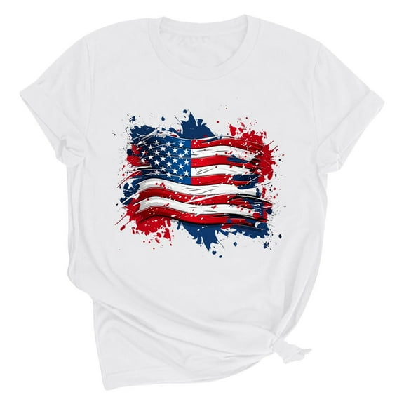 VerPetridure American Flag Shirts for Women 4th of July T-Shirt USA Flag Patriotic Shirt Stars and Stripes Summer Tees