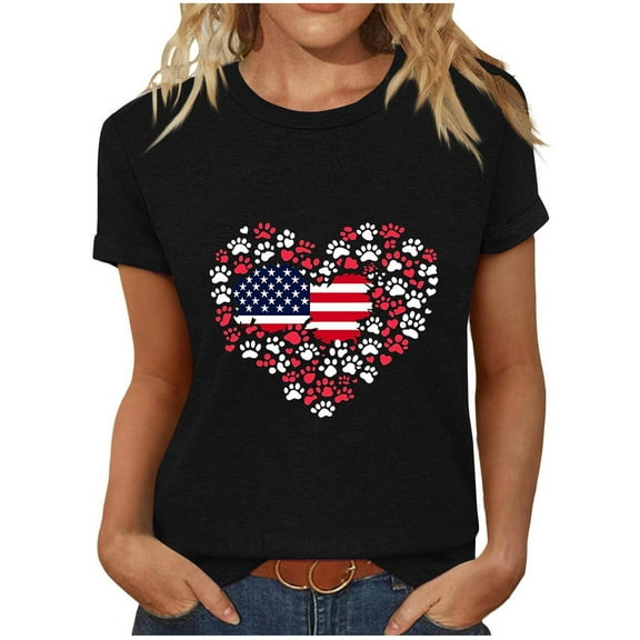 VerPetridure American Flag Shirts for Women 4th of July T-Shirt USA Flag Patriotic Shirt Stars and Stripes Summer Tees