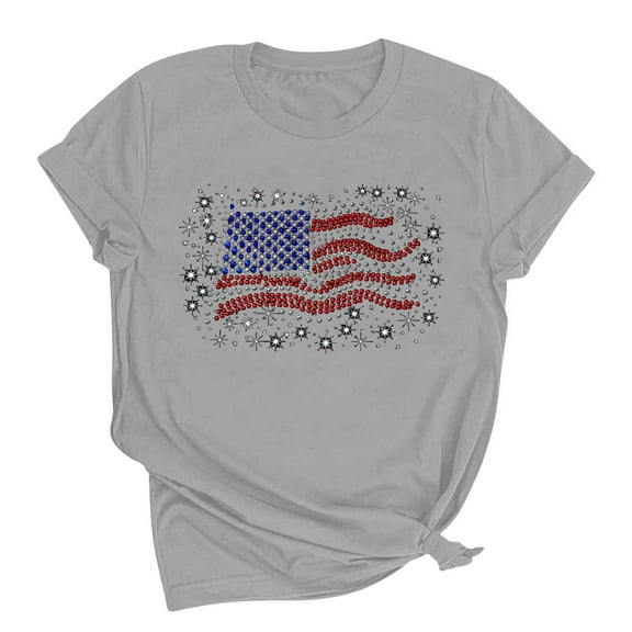 VerPetridure American Flag Shirts for Women 4th of July T-Shirt USA Flag Patriotic Shirt Stars and Stripes Summer Tees