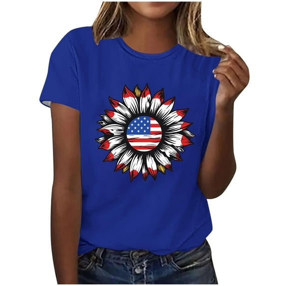 VerPetridure American Flag Shirts for Women 4th of July T-Shirt USA Flag Patriotic Shirt Stars and Stripes Summer Tees