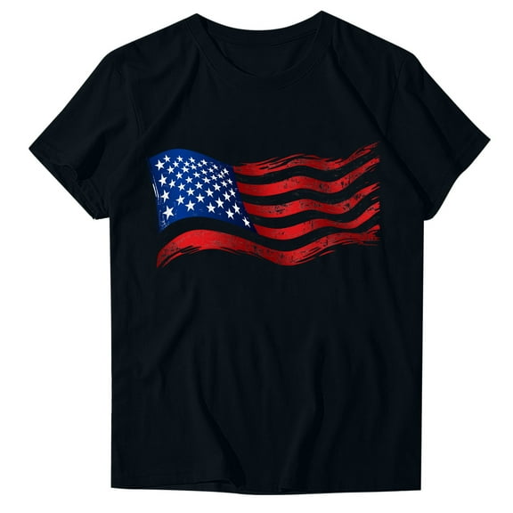 VerPetridure American Flag Shirts for Women 4th of July T-Shirt USA Flag Patriotic Shirt Stars and Stripes Summer Tees