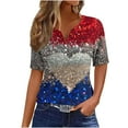 thumbnail image 1 of VerPetridure American Flag Shirts for Women 4th of July T-Shirt USA Flag Patriotic V-Neck Shirt Stars and Stripes Summer Tees, 1 of 5