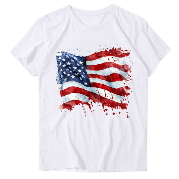 VerPetridure American Flag Shirts for Women 4th of July Tops USA Print T Shirt Casual Short Sleeve American Proud T-Shirt Tops