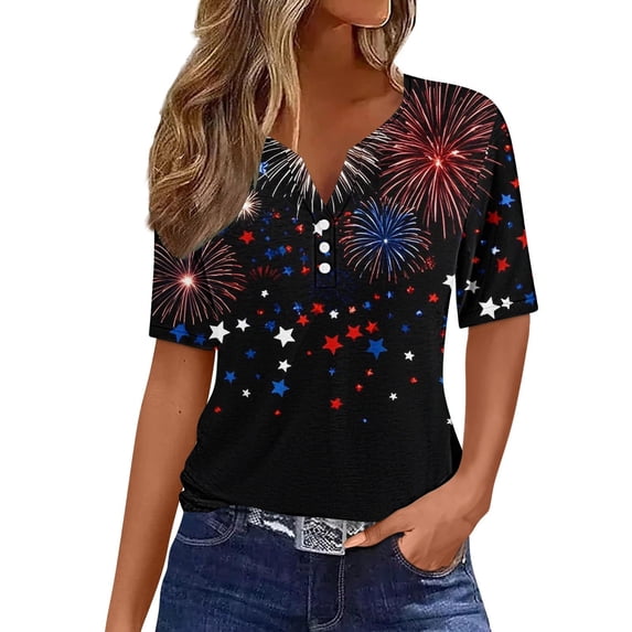 VerPetridure American Flag Shirts for Women 4th of July Tops USA Print T Shirt Casual Short Sleeve American Proud T-Shirt Tops