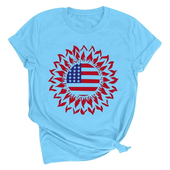 VerPetridure American Flag Shirts for Women 4th of July Tops USA Print T Shirt Casual Short Sleeve American Proud T-Shirt Tops