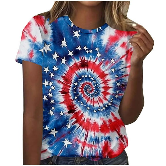 VerPetridure American Flag Shirts for Women 4th of July Tops USA Print T Shirt Casual Short Sleeve American Proud T-Shirt Tops
