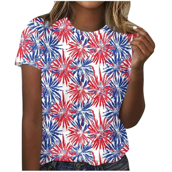 VerPetridure American Flag Shirts for Women 4th of July Tops USA Print T Shirt Casual Short Sleeve American Proud T-Shirt Tops
