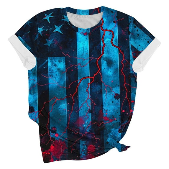 VerPetridure American Flag Shirts for Women 4th of July Tops USA Print T Shirt Casual Short Sleeve American Proud T-Shirt Tops