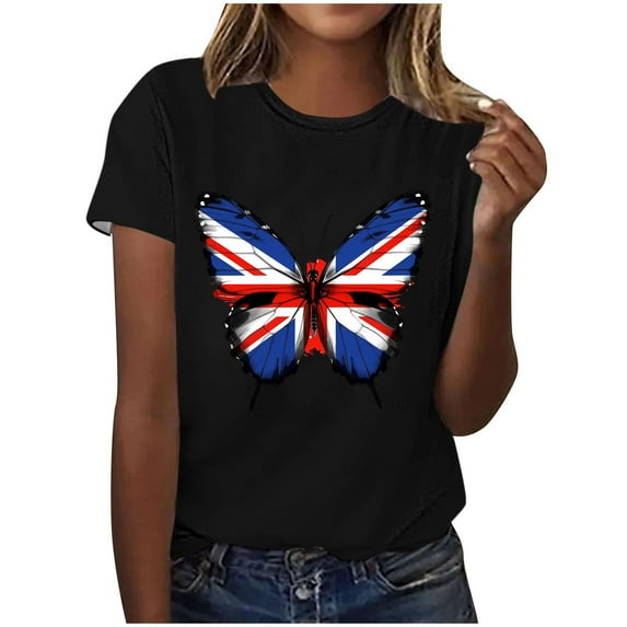 VerPetridure American Flag Shirts for Women 4th of July Tops USA Print T Shirt Casual Short Sleeve American Proud T-Shirt Tops