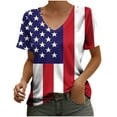 thumbnail image 1 of VerPetridure American Flag Shirts for Women 4th of July Tops USA Print T Shirt Casual Short Sleeve American Proud T-Shirt Tops, 1 of 3