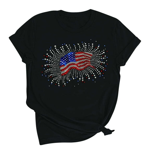 VerPetridure American Flag Stars Stripes Shirts for Women 4th of July Patriotic Shirt Cute Graphic Blouse USA Flag Tops Summer Tee