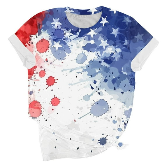 VerPetridure American Flag Stars Stripes Shirts for Women 4th of July Patriotic Shirt Cute Graphic Blouse USA Flag Tops Summer Tee