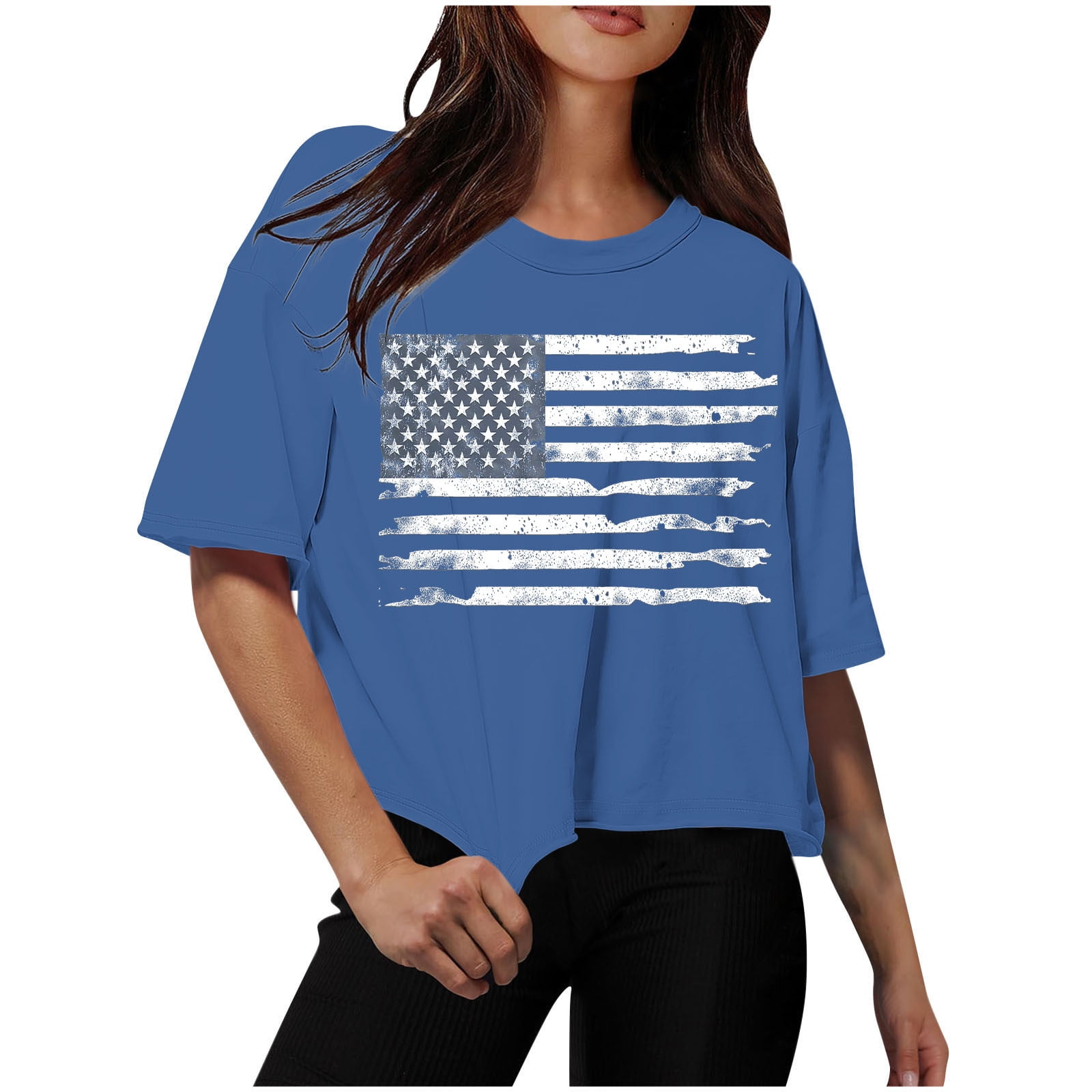 Women's American Flag & Paw Print Tank Top - 4th Of July Patriotic Sleeveless Tee (Large, Blue) - View #8